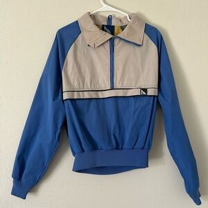 Vintage Serac Colorblock Pullover Windbreaker Jacket Blue Beige Retro 38 small